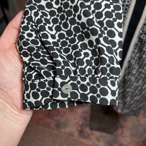 Max Studio XL Black White Geometric Shift Dress Long Sleeve VNeck Lined Mod-mini - Picture 4 of 13